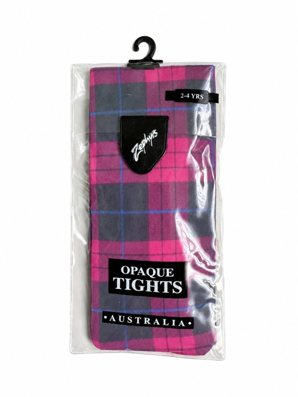 Zephyrs Australia Girls Gray White Plaid Opaque Tights 2-4Y NWT